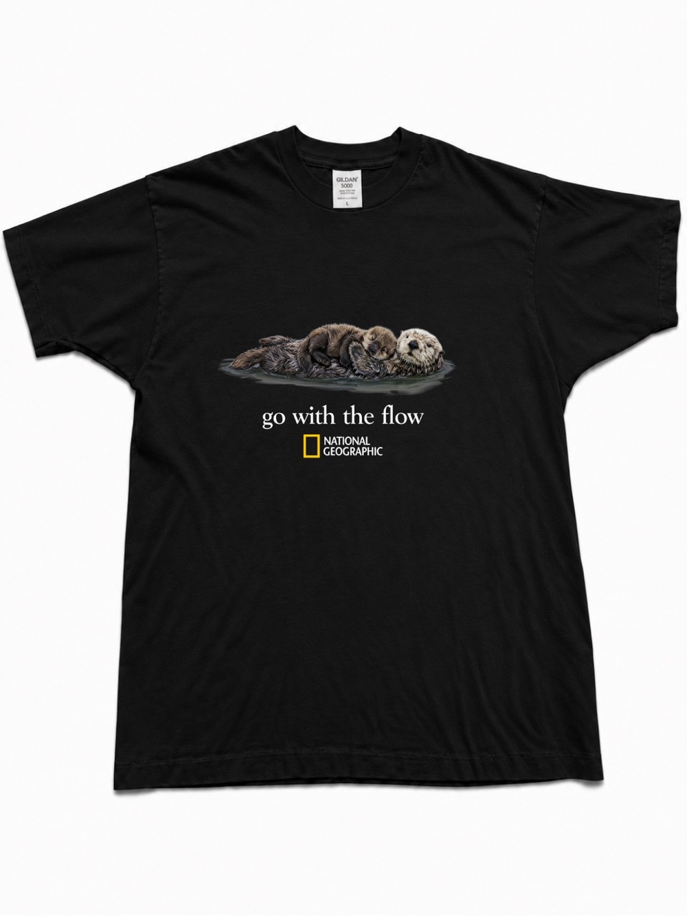 Black Short-Sleeve Tee with Otter Graphic T-shirt